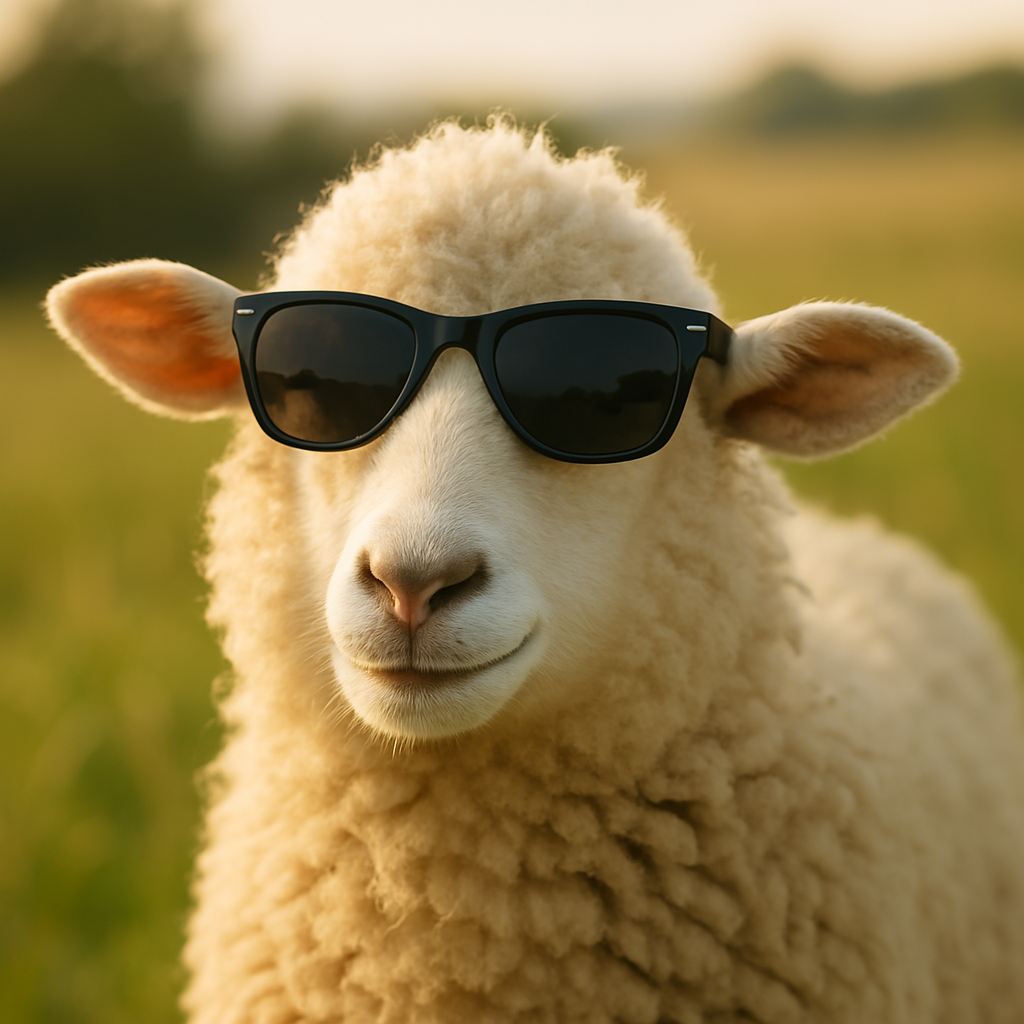 Cool sheep with sunglasses