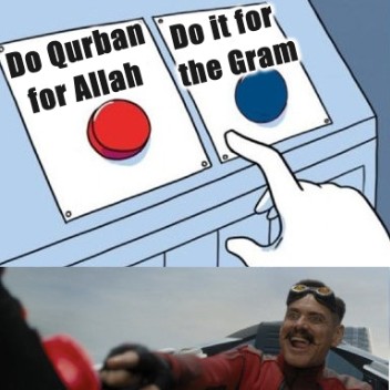 Monkey puppet meme about Qurban